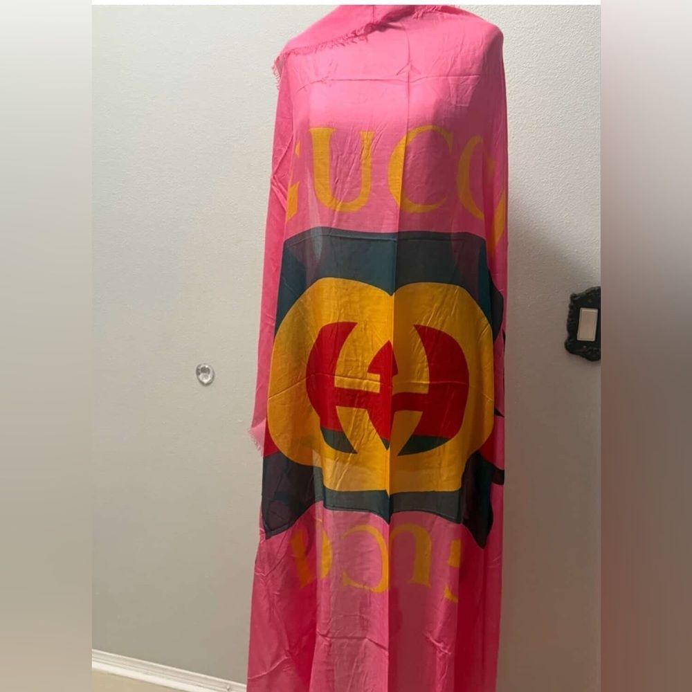 Brand new with box Gucci Pink large Logo Wrap / scarf shawl